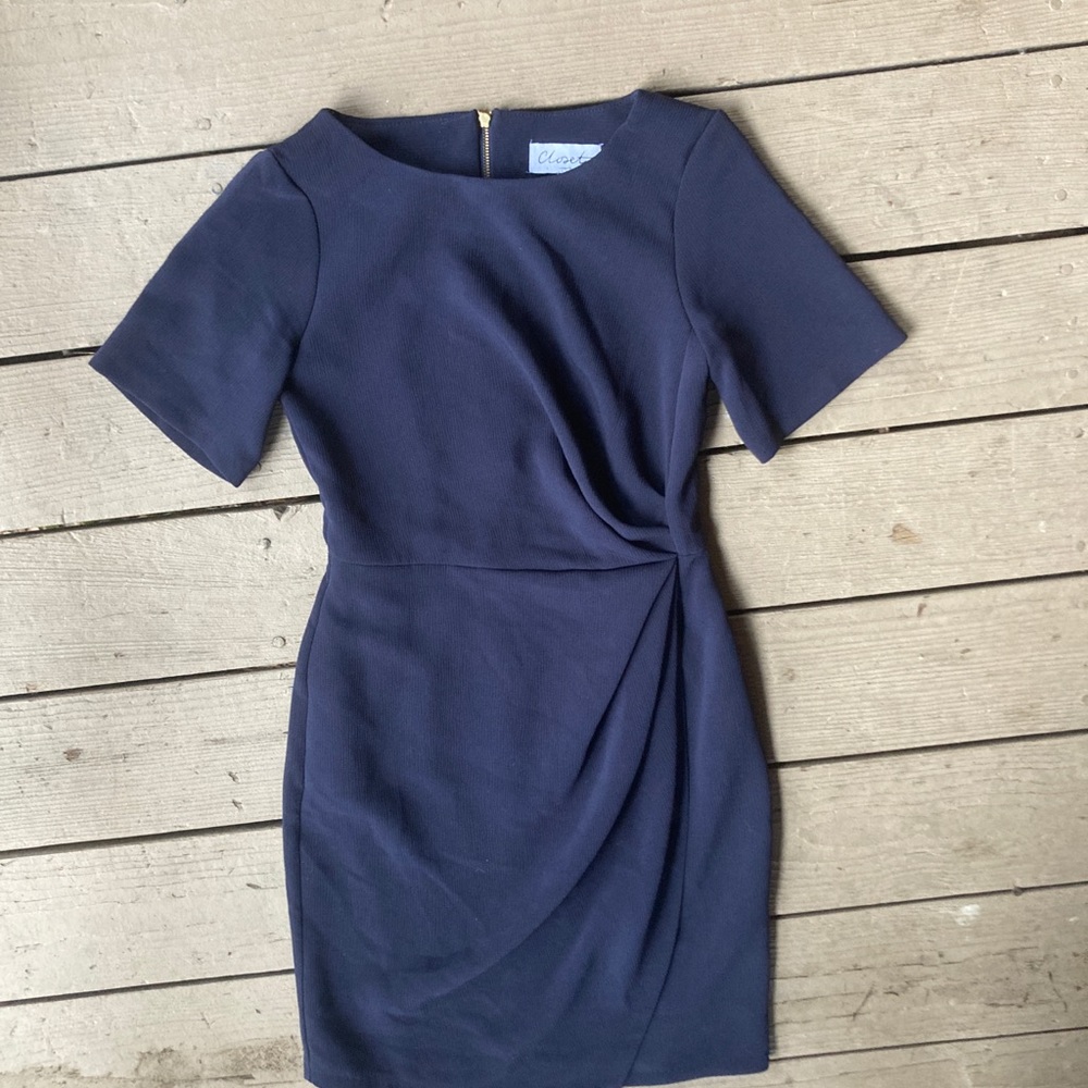 CLOSET London Navy Gathered Dress 4